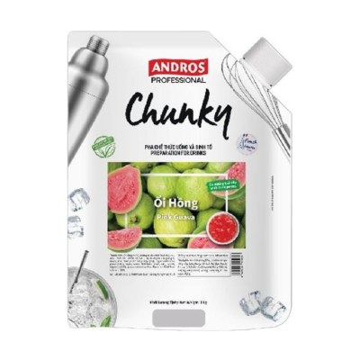 ANDROS PROFESSIONAL MỨT CHUNKY ỔI HỒNG TÚI 1KG/ PINK GUAVA CHUNKY